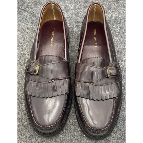 Bostonian Mens 10 M Burgundy Fringe Kiltie Buckle Loafer Leather Upper 27098 - Picture 5 of 13